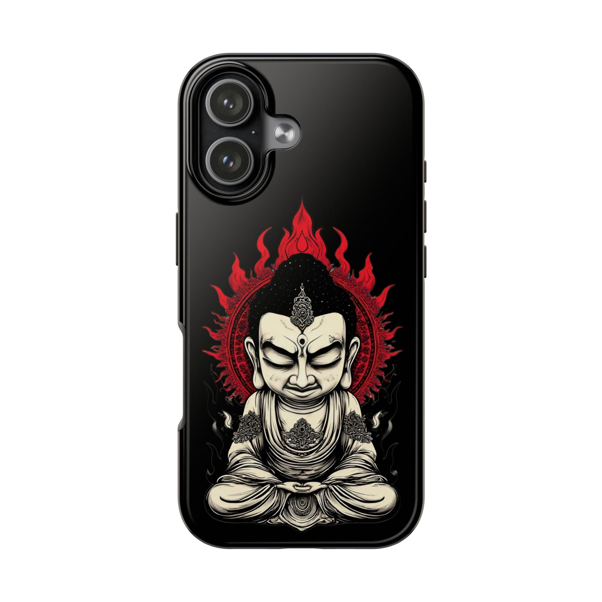 Meditative Buddha Tough Phone Case — Red Flame Zen Protection