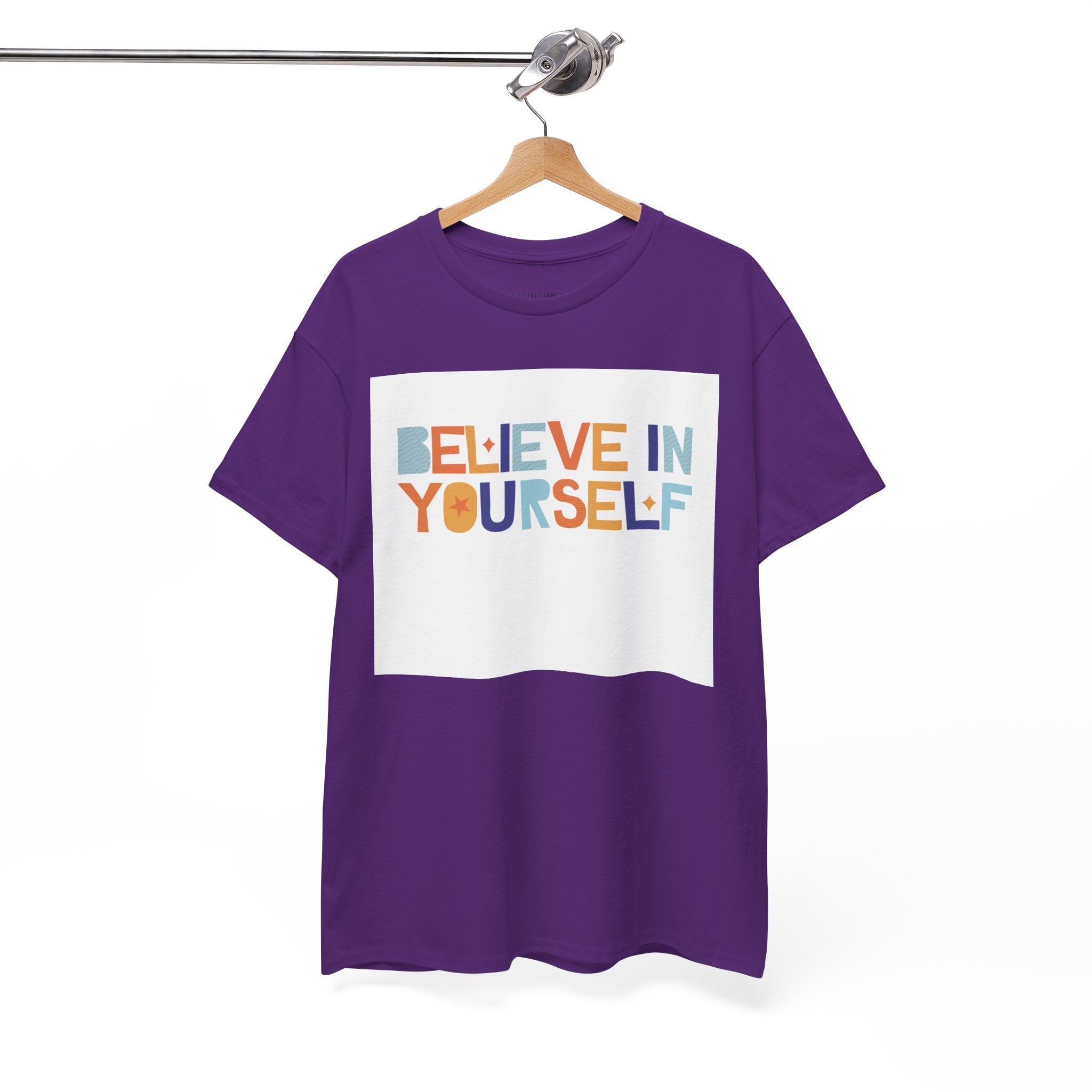 T-Shirt — "Believe in Yourself" Colorful Retro Motivational Tee
