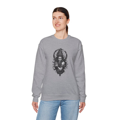 Shiva Meditation Crewneck Sweatshirt — Detailed Shiva Portrait Spiritual Yoga Pullover