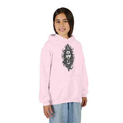 Shiva Illustration Youth Hoodie — Mystical Hindu God Graphic Pullover