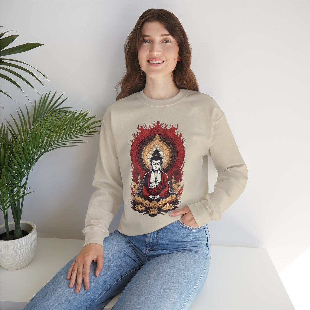 Buddha Lotus Flame Crewneck Sweatshirt