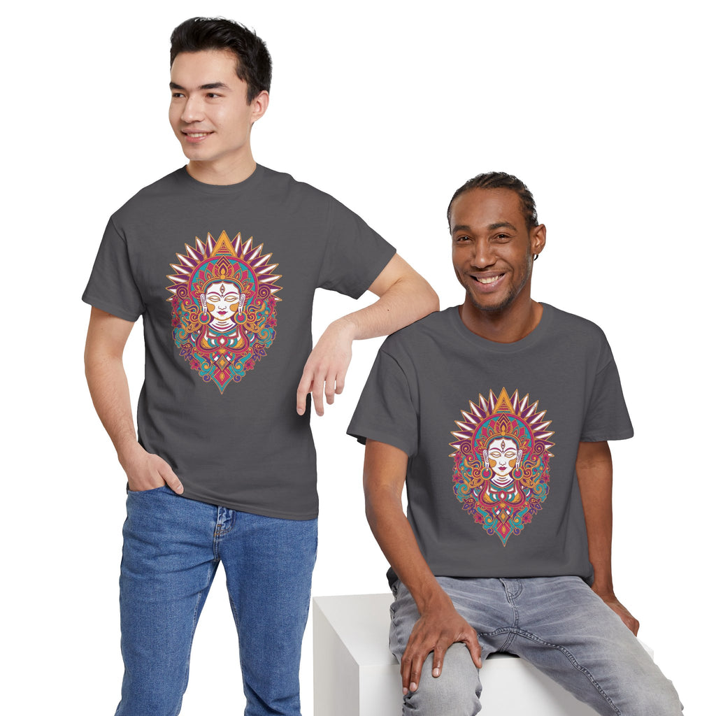 Spiritual Goddess Sun Mandala Tee — Colorful Boho Yoga T‑Shirt