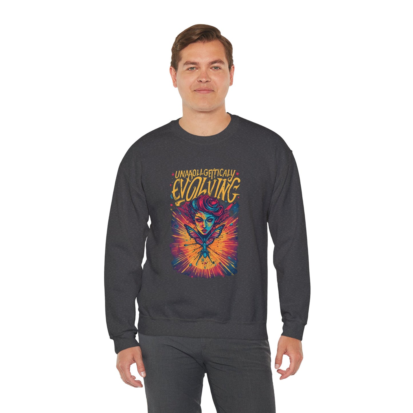 Evolving Butterfly Crewneck Sweatshirt — "Unafraid, Authentically Evolving" Inspirational Pullover