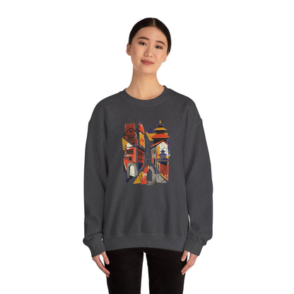 Crewneck Sweatshirt — Abstract Cityscape Graphic (Colorful Architectural Illustration)