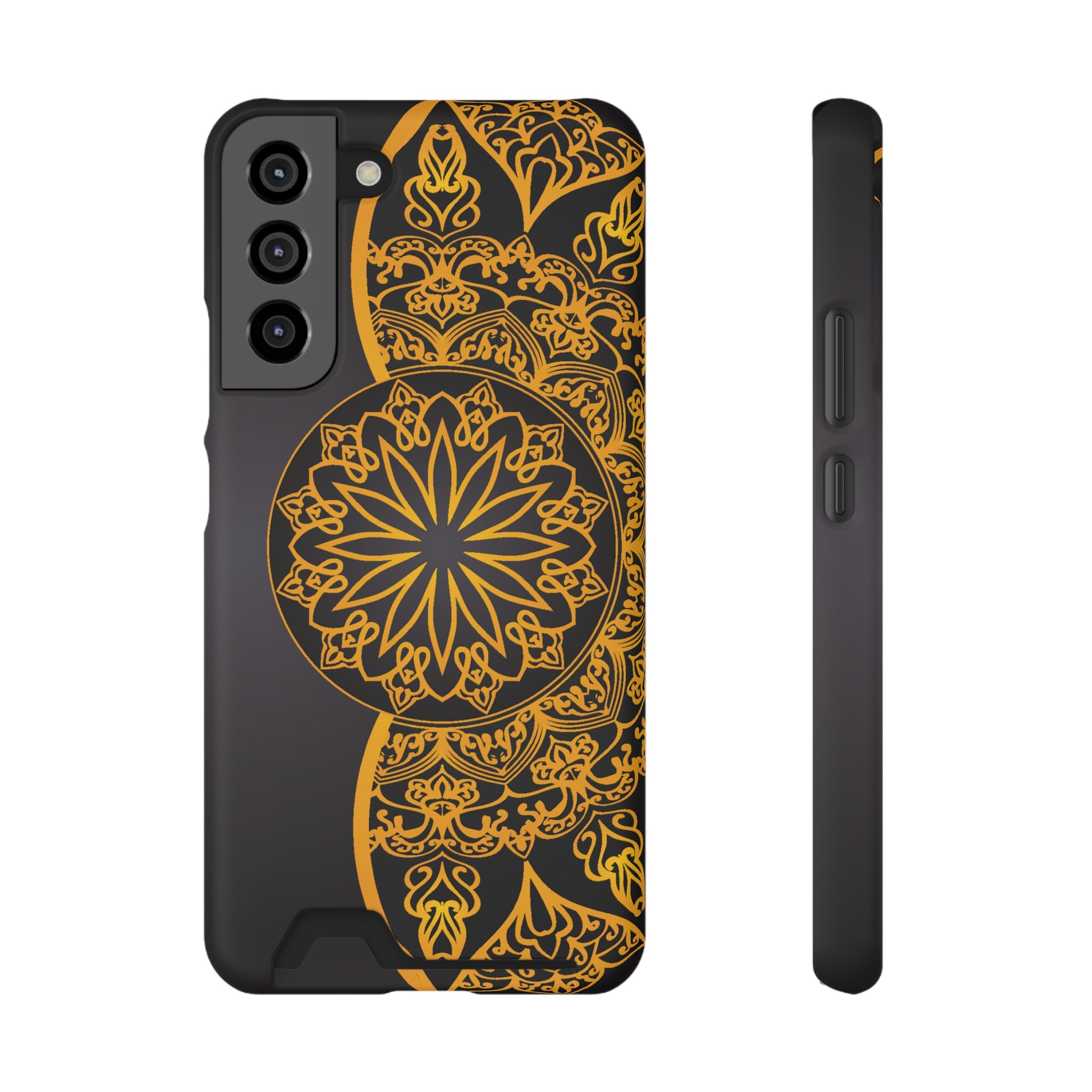 Elegant Mandala Phone Case With Card Holder, Boho Chic Gift, Smartphone Protector, Functional Accessory, Stylish Tech Decor