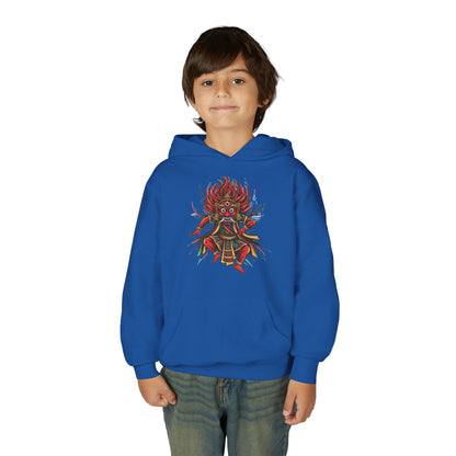 Youth Hoodie — Colorful Mythical Demon Mask Graphic