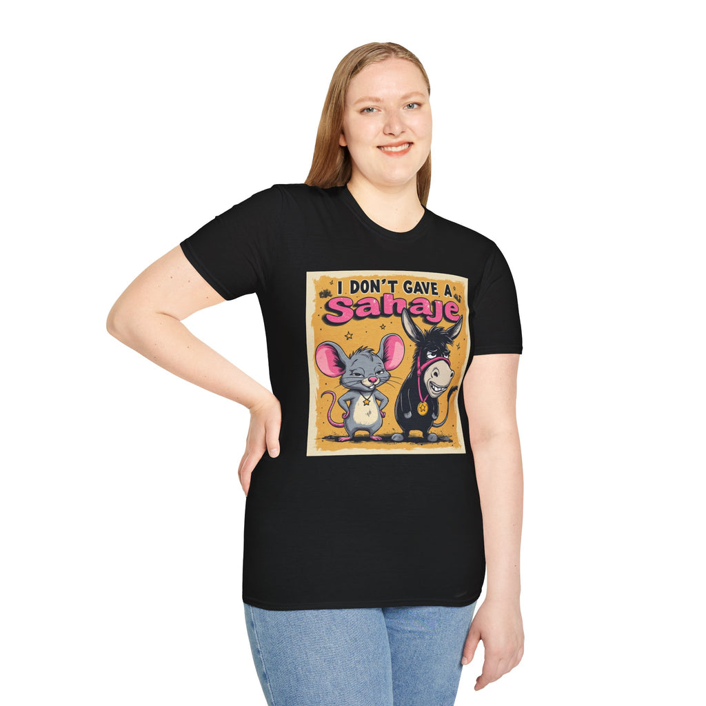 Don’t Give a Satrage T-Shirt — Funny Mouse & Donkey Cartoon Tee