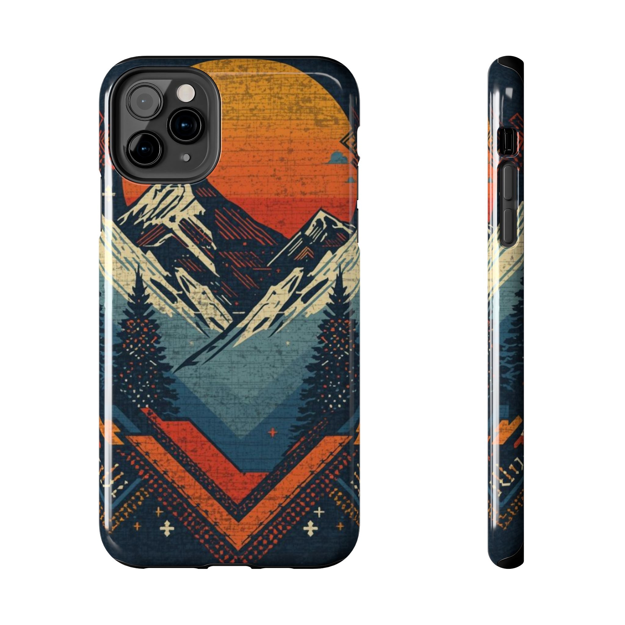 Tough Phone Case — Retro Mountain Sunset Design