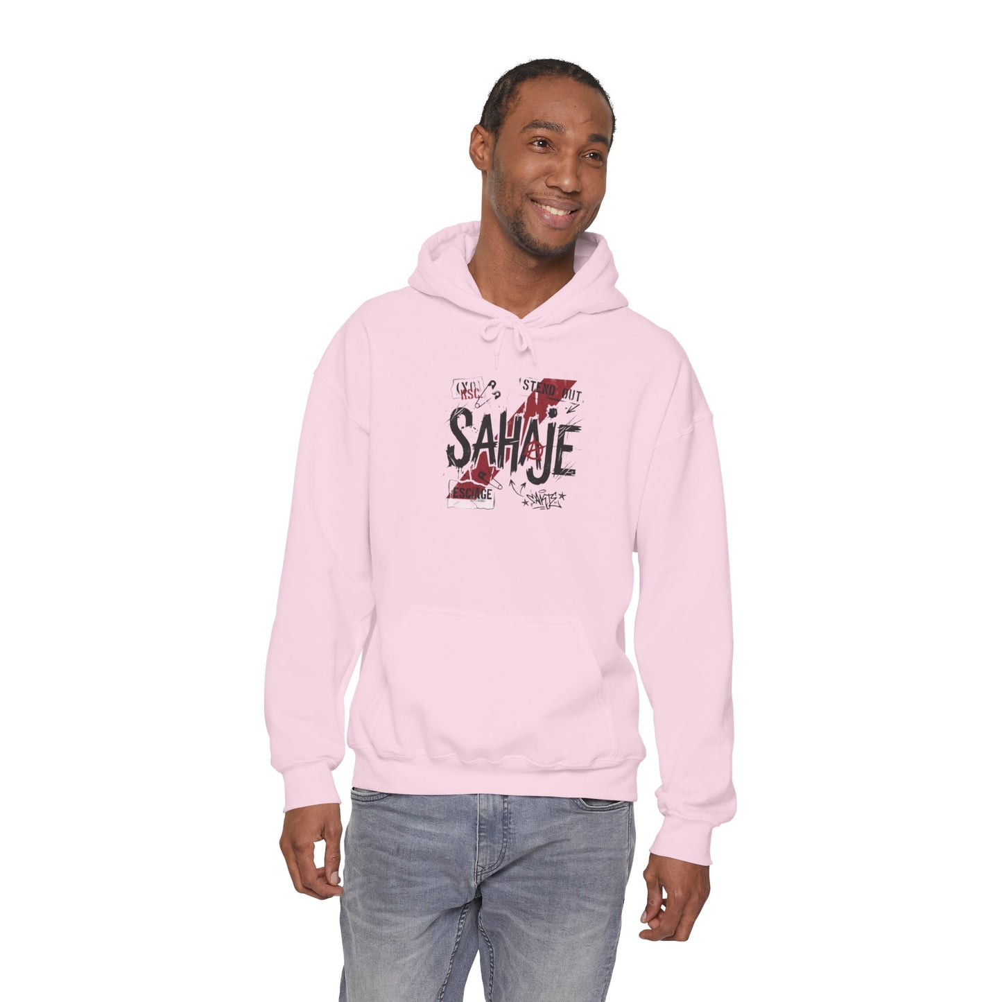 Sahaje Graphic Hoodie – Distressed Vintage Script Pullover
