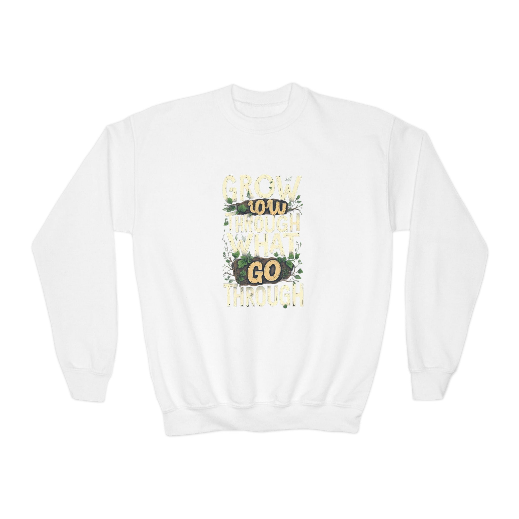 Youth Crewneck "Grow Slow, Go Far" Floral Sweatshirt