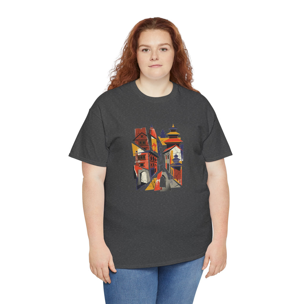 Cityscape Abstract Tee — Colorful Urban Architecture Graphic T‑Shirt