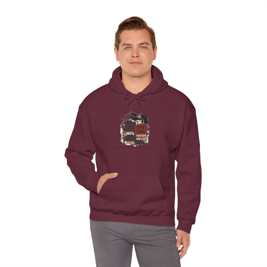 Hoodie — Vintage Urban Industrial Building Graphic Hoodie (Architectural Sketch)