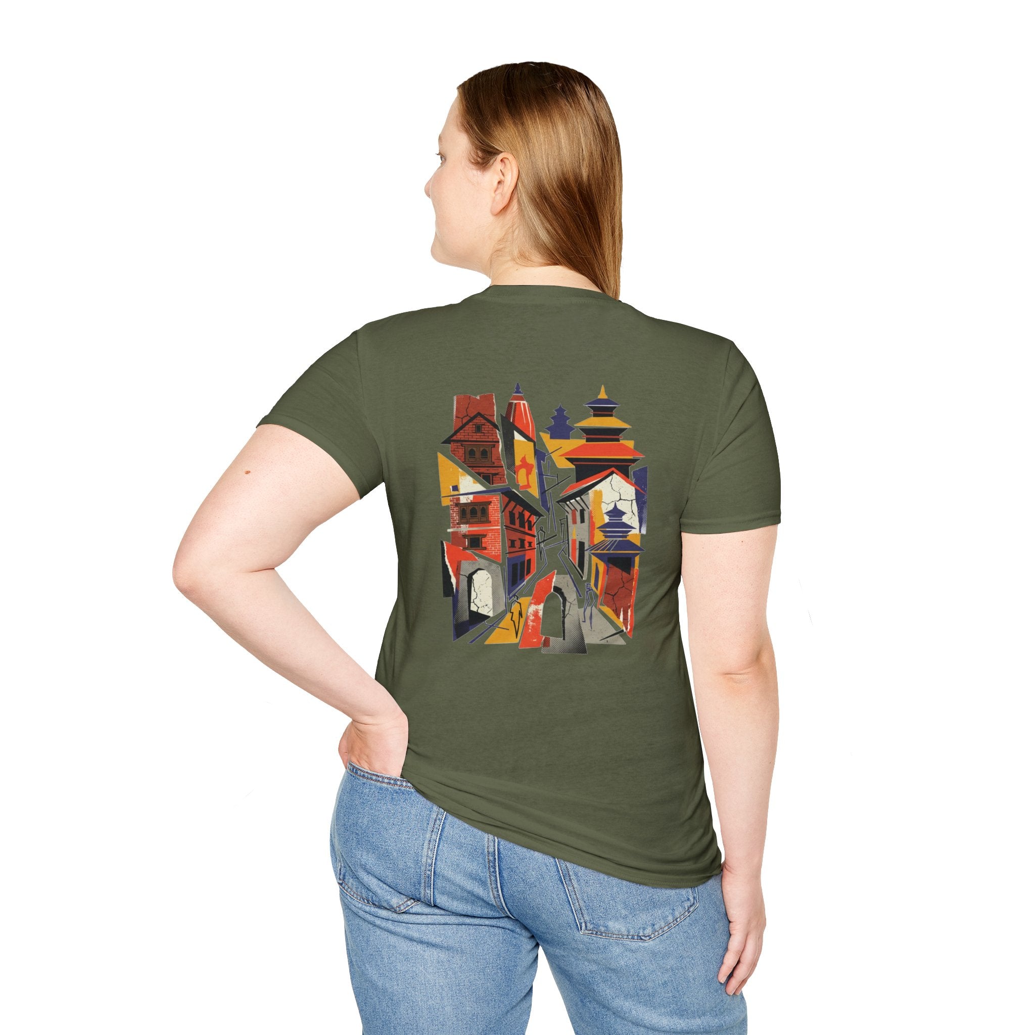 Nepal Street Scene T-Shirt — Colorful Kathmandu Illustration Tee