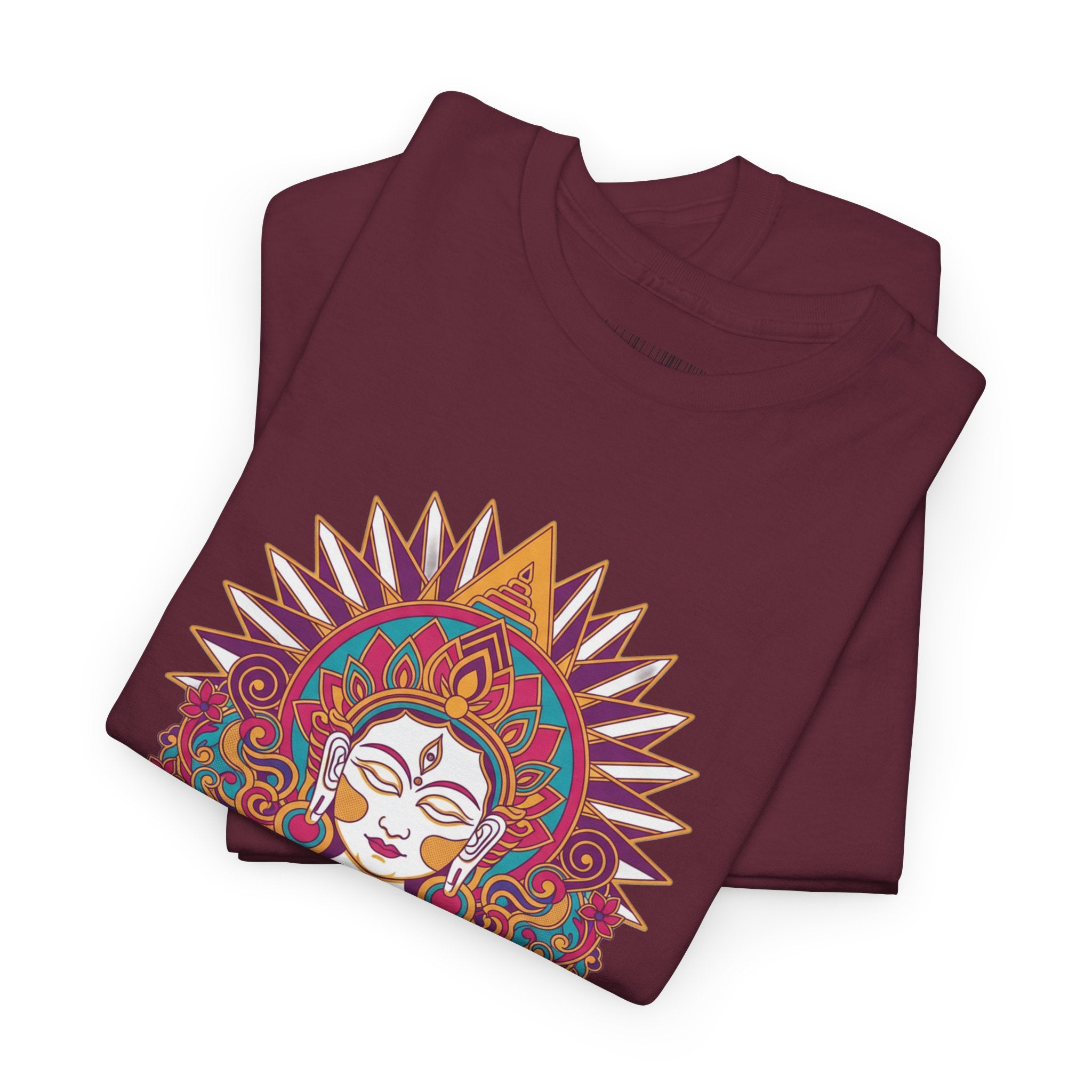 Spiritual Goddess Sun Mandala Tee — Colorful Boho Yoga T‑Shirt