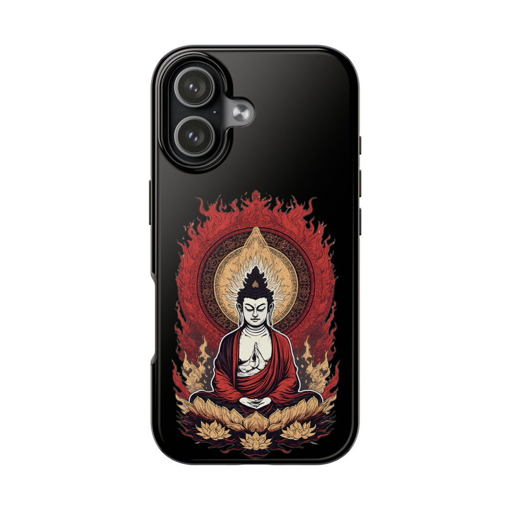 Buddha Meditation Tough Phone Case — Flame Halo Lotus Spiritual Protective Cover