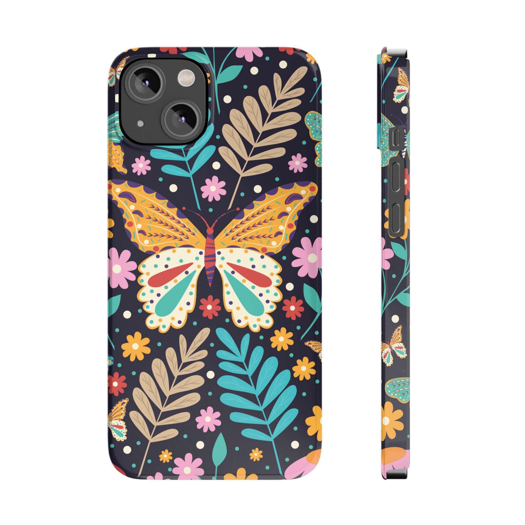Butterfly Floral Slim Phone Case — Colorful Boho Garden Design
