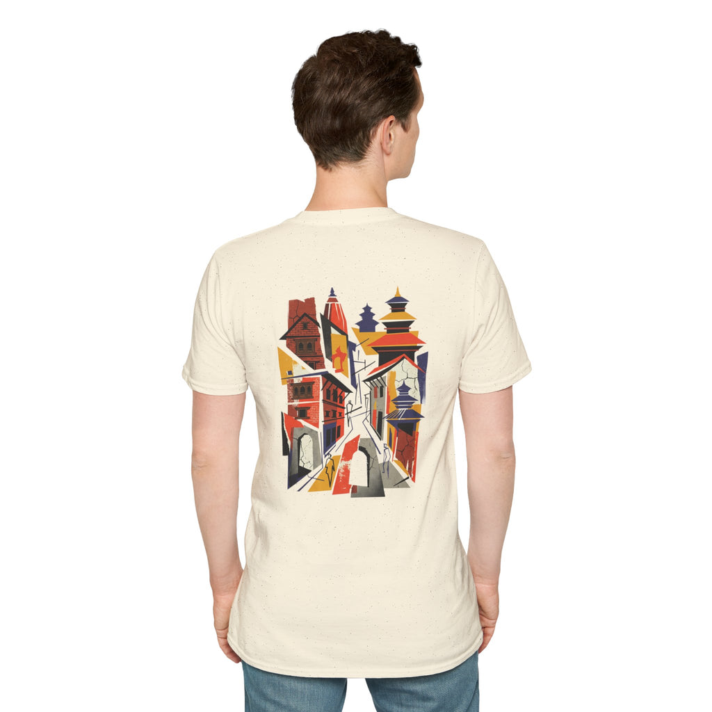 Nepal Street Scene T-Shirt — Colorful Kathmandu Illustration Tee