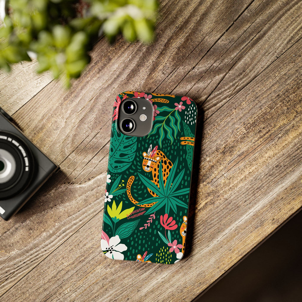 Slim Phone Case — Tropical Jungle Leopard Floral Pattern (Slim Protective Phone Cover)