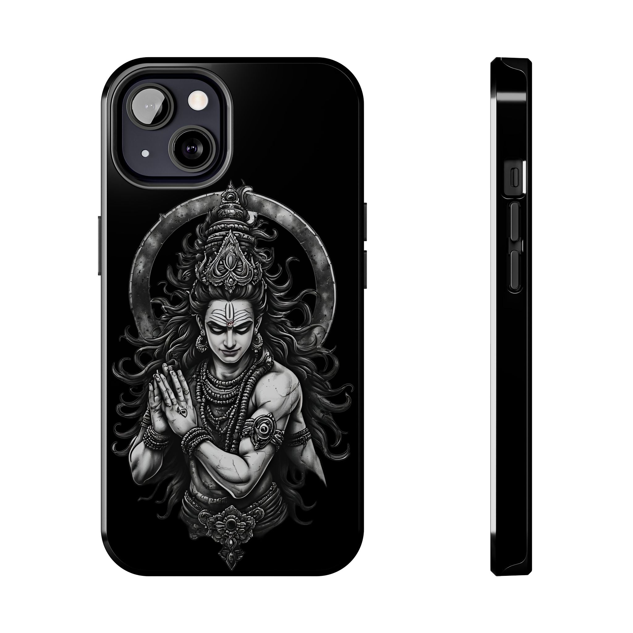Shiva Tough Phone Case — Black Protective Hindu Deity Design