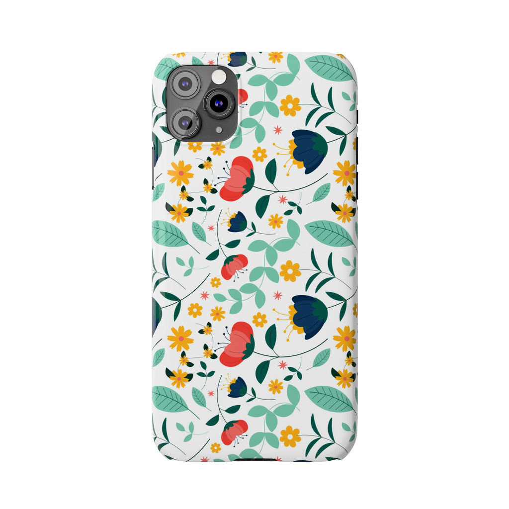 Floral Slim Phone Case — Colorful Folk Flower Pattern