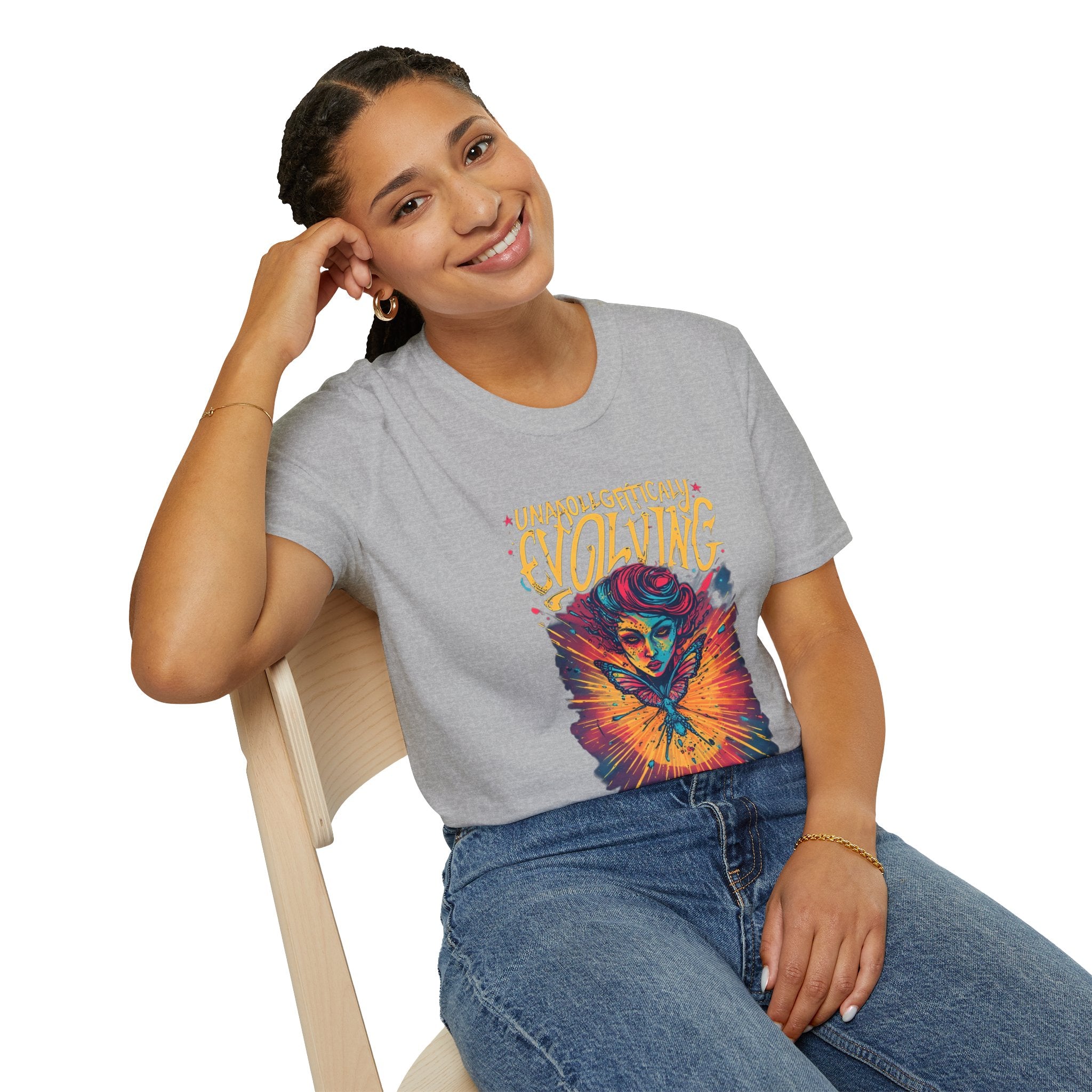 Evolving Butterfly Graphic T-Shirt — "Unapologetically Evolving" Vibrant Psychedelic Tee