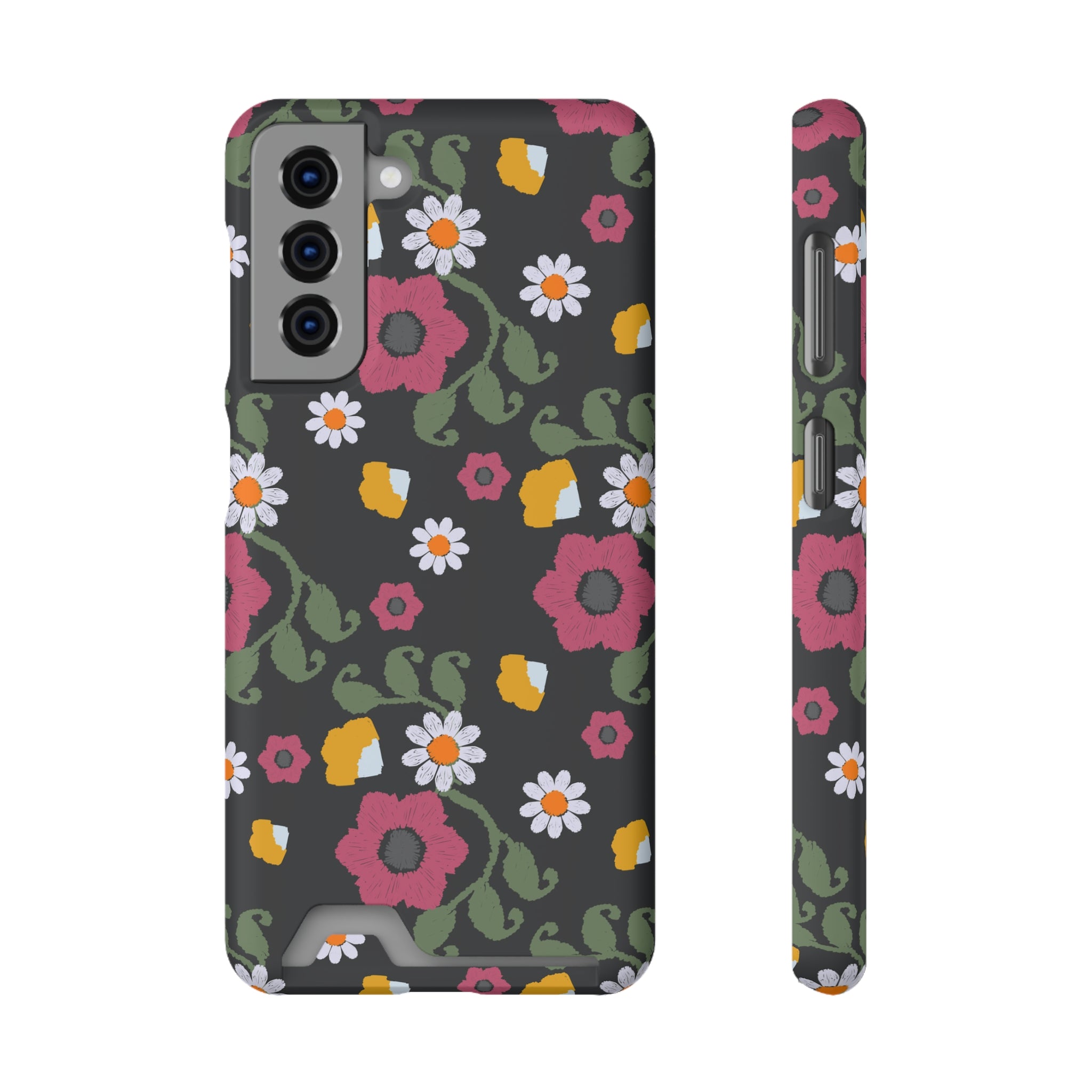 Floral Phone Case with Card Holder, Stylish Smartphone Accessory, Gifts for Her, Trendy Floral Design, Perfect for Spring & Summer