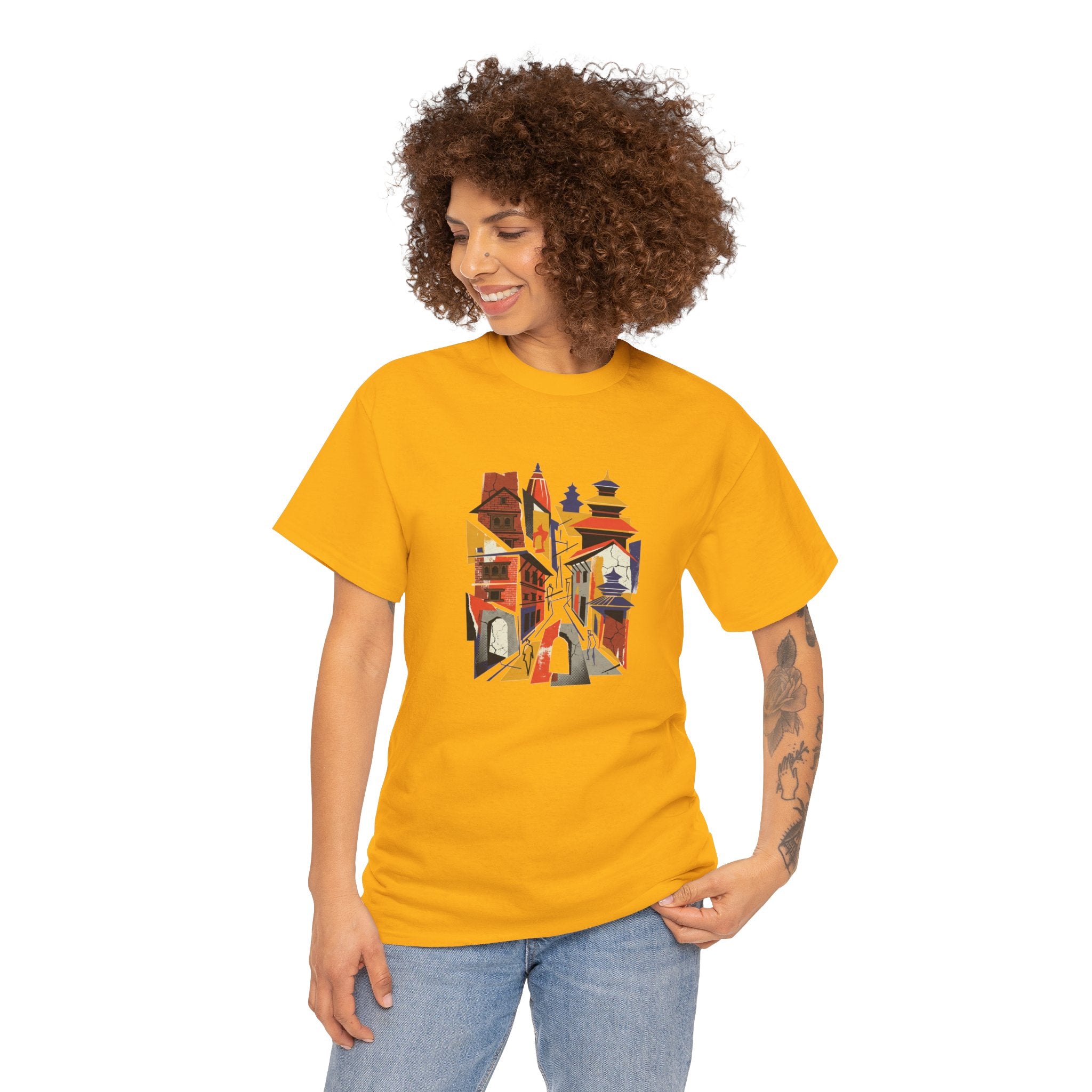 Cityscape Abstract Tee — Colorful Urban Architecture Graphic T‑Shirt