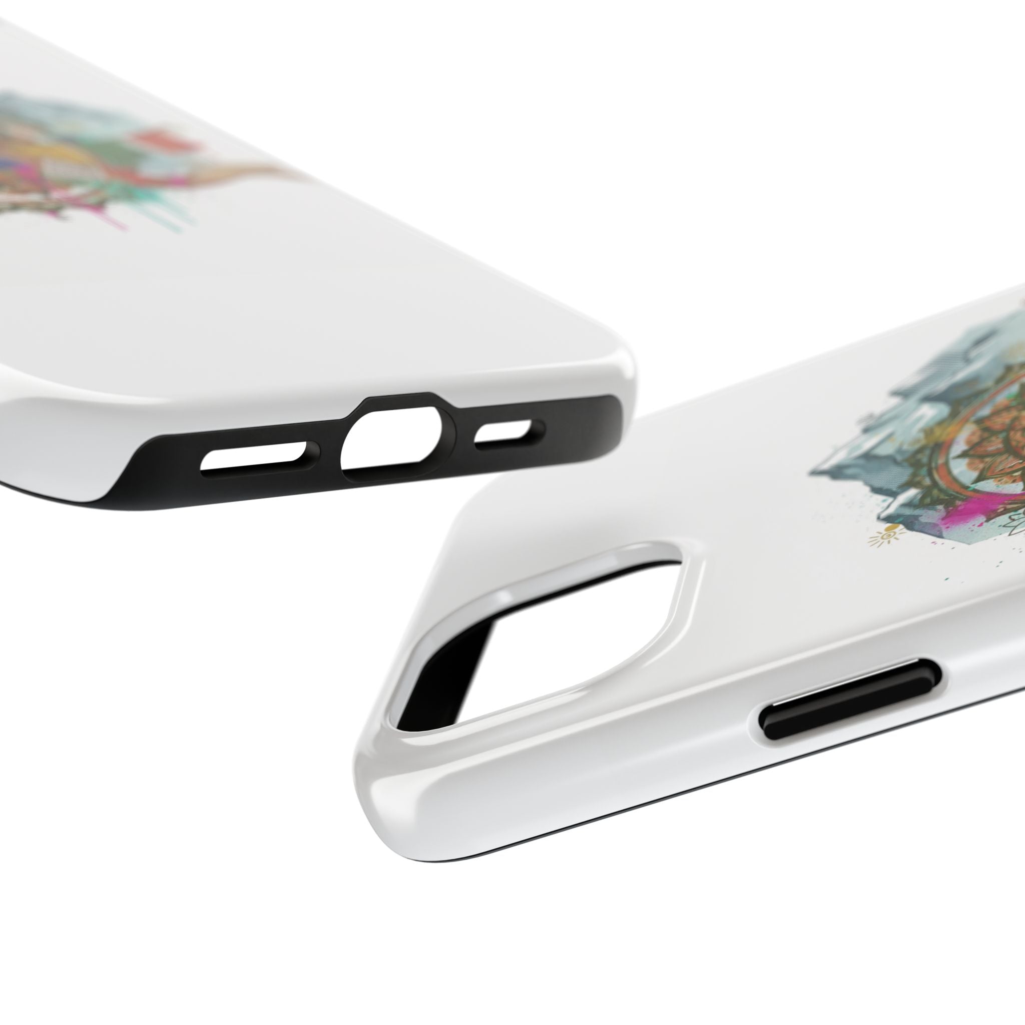 Mountain Compass Tough Phone Case with Prayer Flags & Fish Design