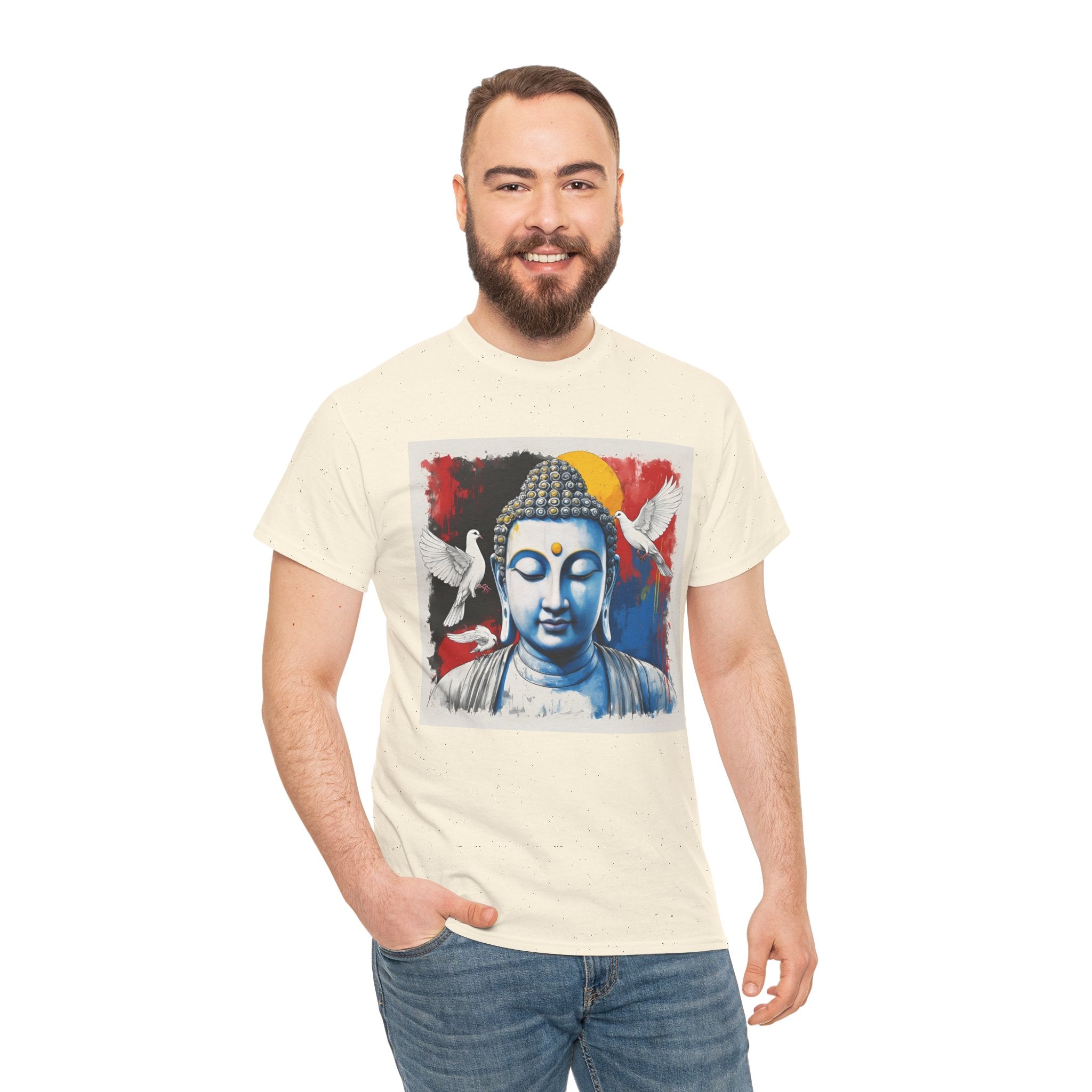 Buddha Peace Tee — Colorful Buddha & Doves Graphic T-Shirt