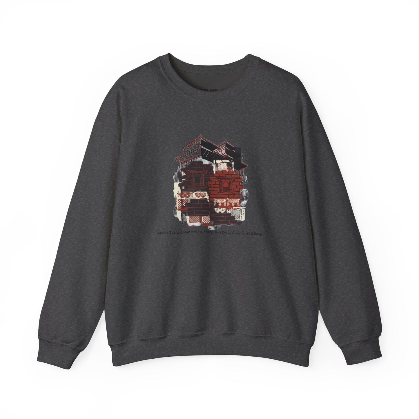 Crewneck Sweatshirt — Cozy Vintage Cabin Illustration with Quote