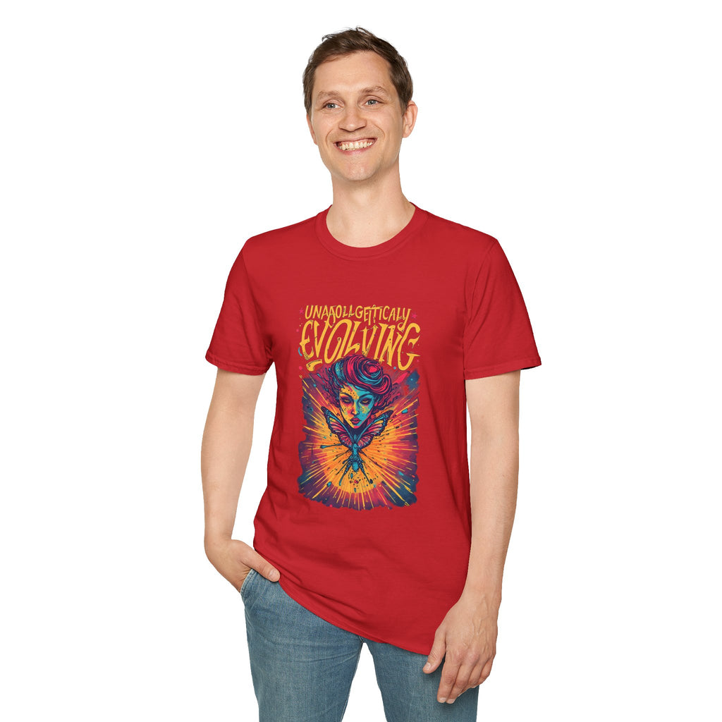 Evolving Butterfly Graphic T-Shirt — "Unapologetically Evolving" Vibrant Psychedelic Tee