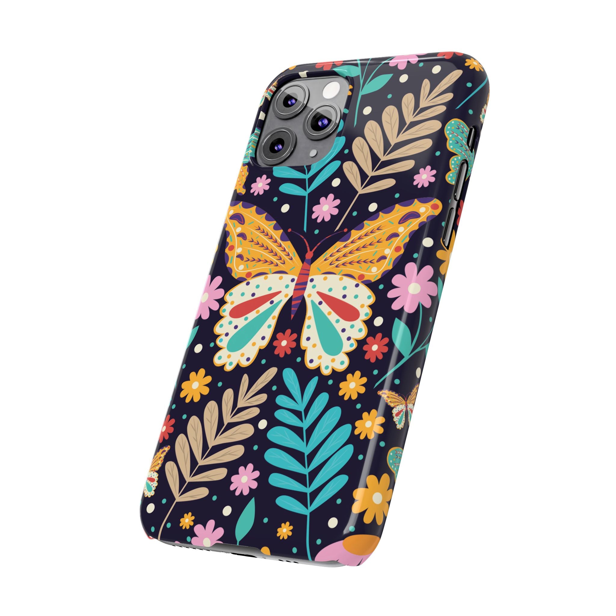 Butterfly Floral Slim Phone Case — Colorful Boho Garden Design