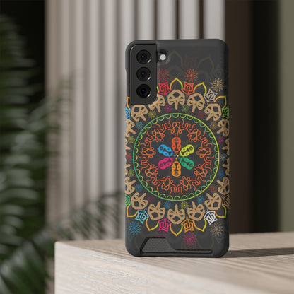 Colorful Mandala Phone Case with Card Holder, Bohemian Phone Accessory, Gift for Him/Her, Vibrant Smartphone Case, Artistic Phone Cover