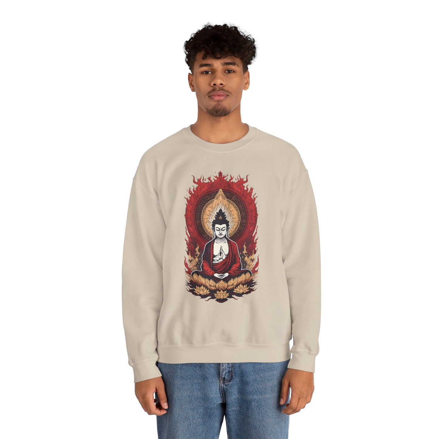 Buddha Lotus Flame Crewneck Sweatshirt