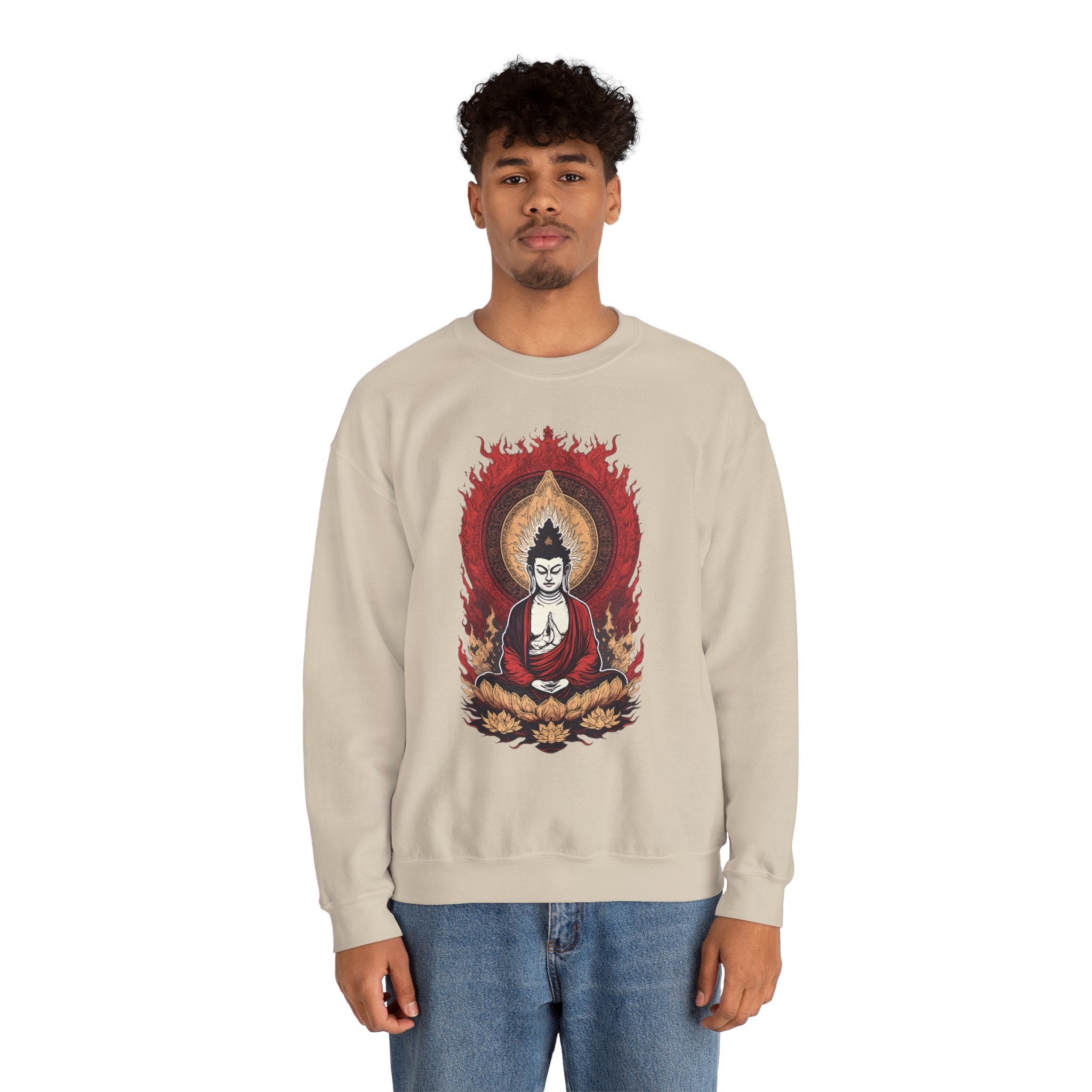 Buddha Lotus Flame Crewneck Sweatshirt