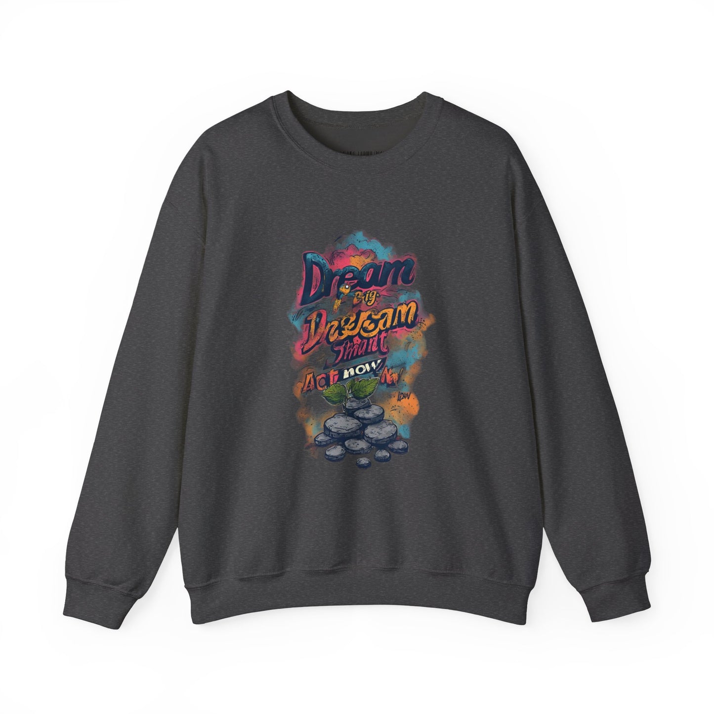 Dream Big Crewneck Sweatshirt — "Dream, Design, Draw" Inspirational Graphic