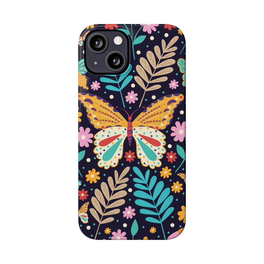Butterfly Floral Slim Phone Case — Colorful Boho Garden Design