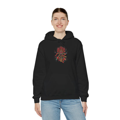 Demonic Oni Mask Hoodie — Japanese Demon Illustration Sweatshirt