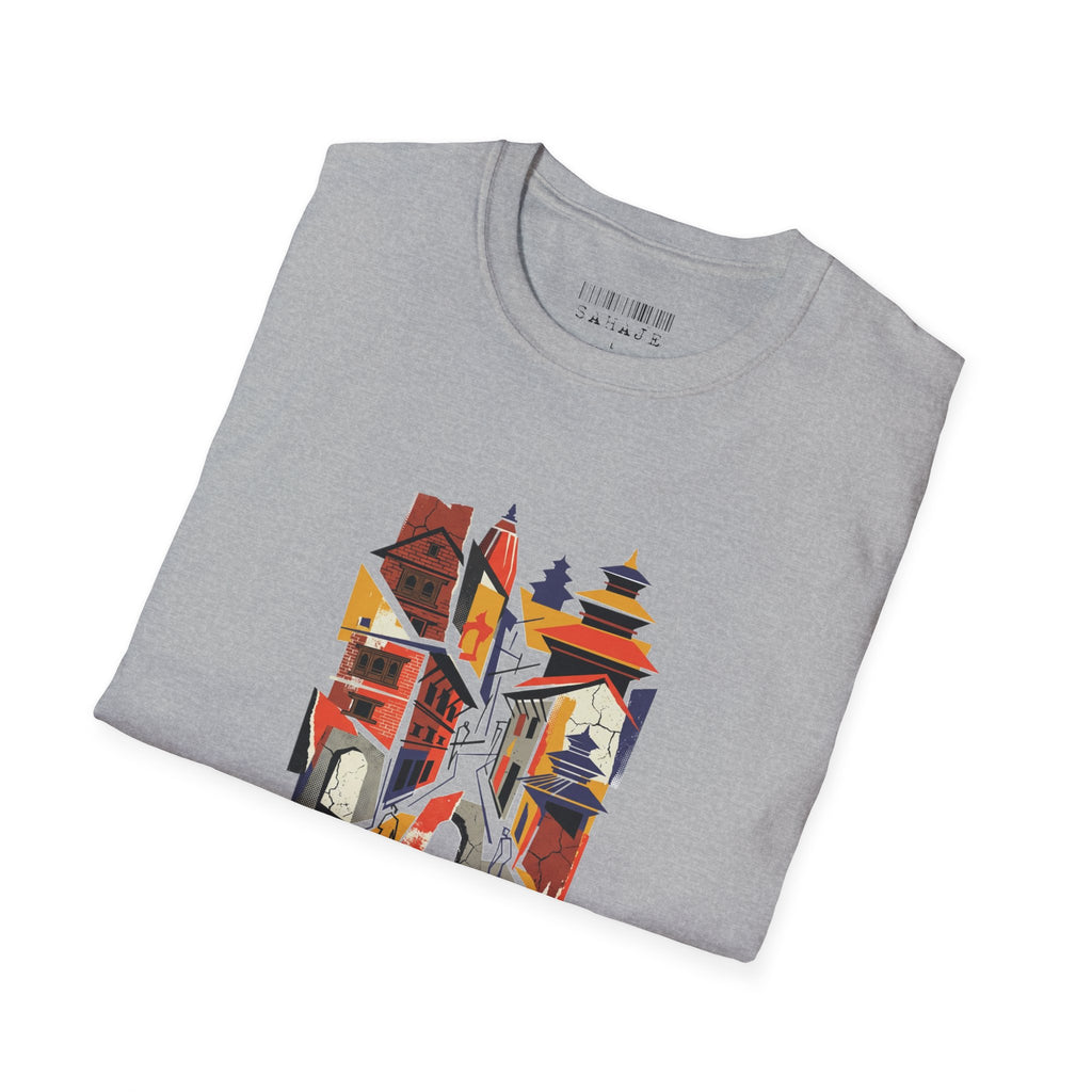 Cityscape Art Tee — Abstract Urban Alley Illustration T-Shirt