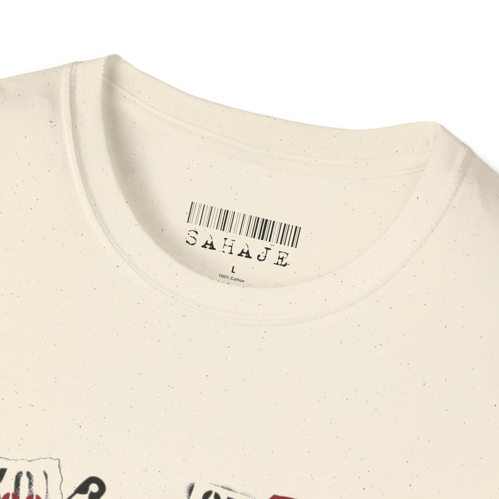 Sahajé Graphic T-Shirt — Bold Streetwear Tee with Red Slash Design