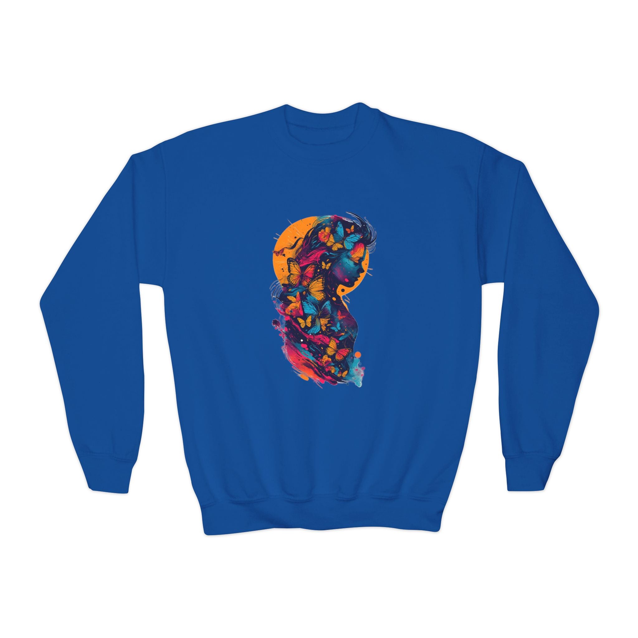 Youth Sweatshirt — Colorful Astronaut Silhouette Crewneck
