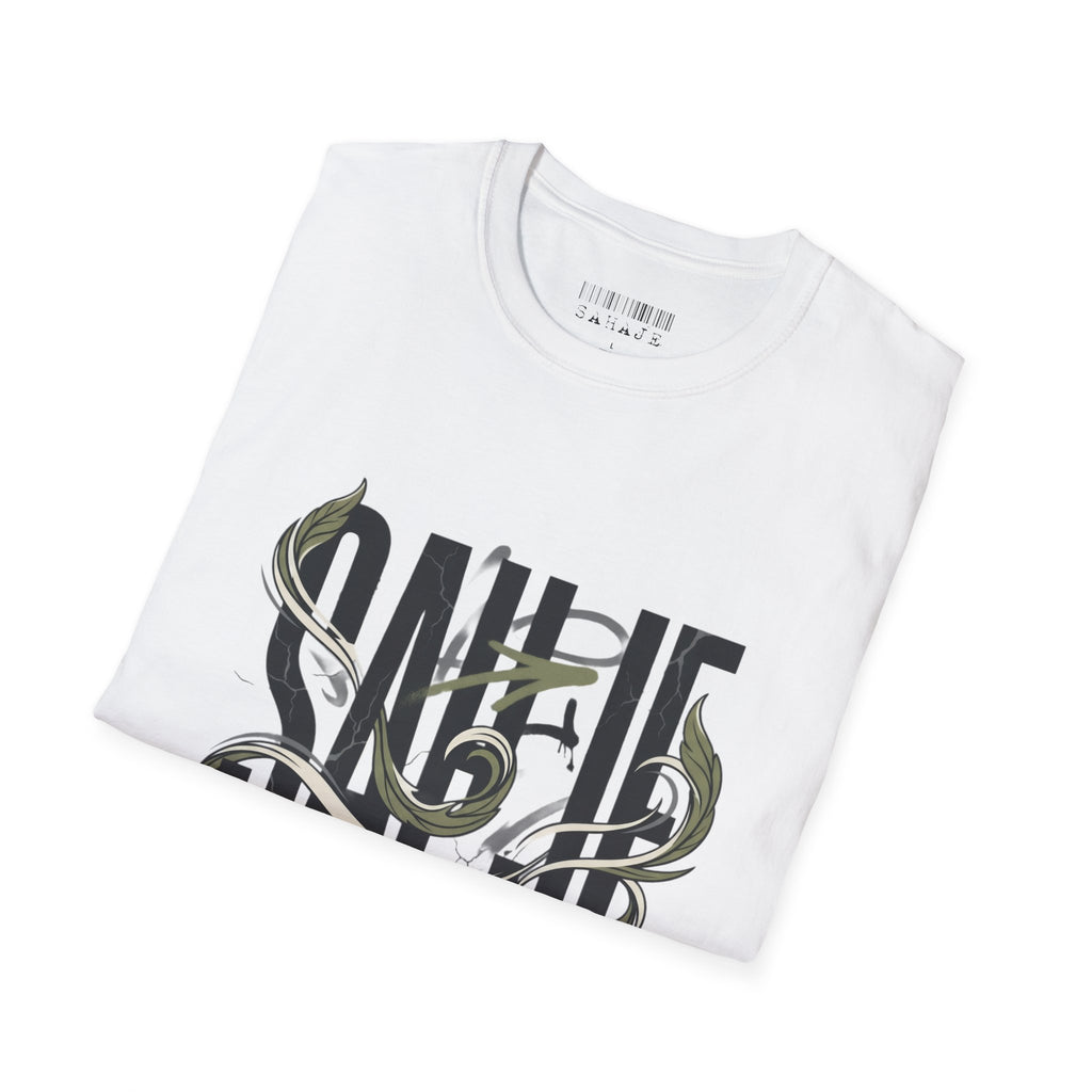 Saurus Graphic T-Shirt — Retro Block Lettering with Snake Illustration