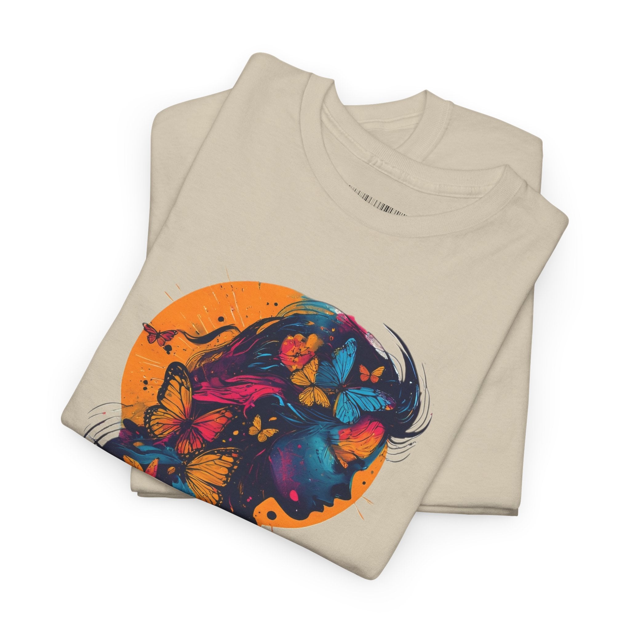 Butterfly Silhouette Graphic Tee — Colorful Maternity Profile Design