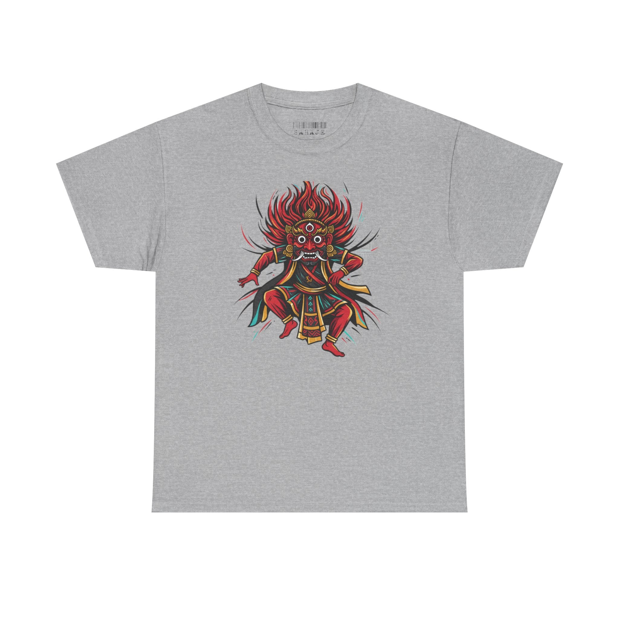T-Shirt — Fierce Red Oni Demon Graphic Tee (Mythic Japanese Mask Design)