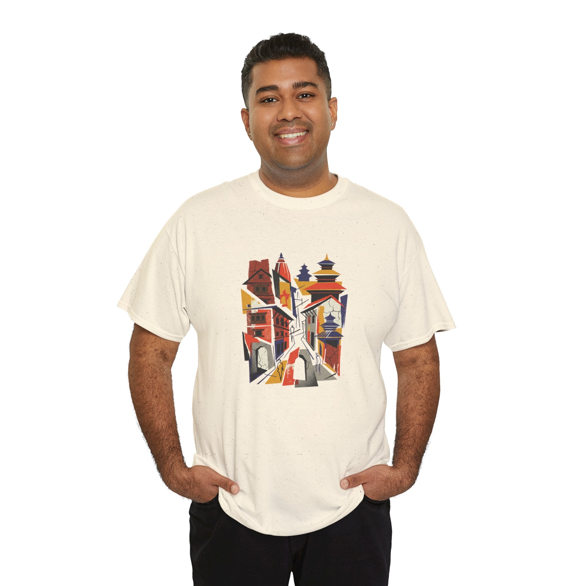 Cityscape Abstract Tee — Colorful Urban Architecture Graphic T‑Shirt