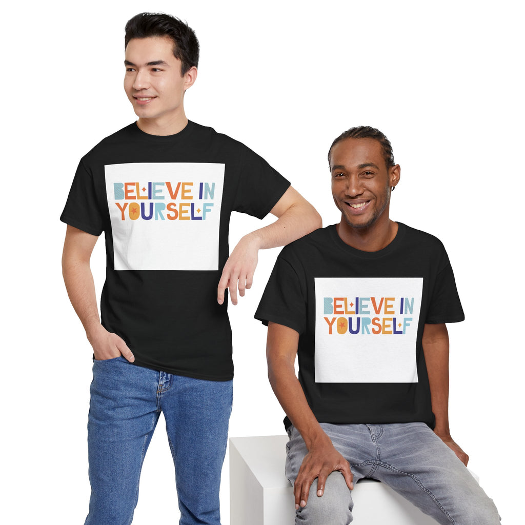 T-Shirt — "Believe in Yourself" Colorful Retro Motivational Tee