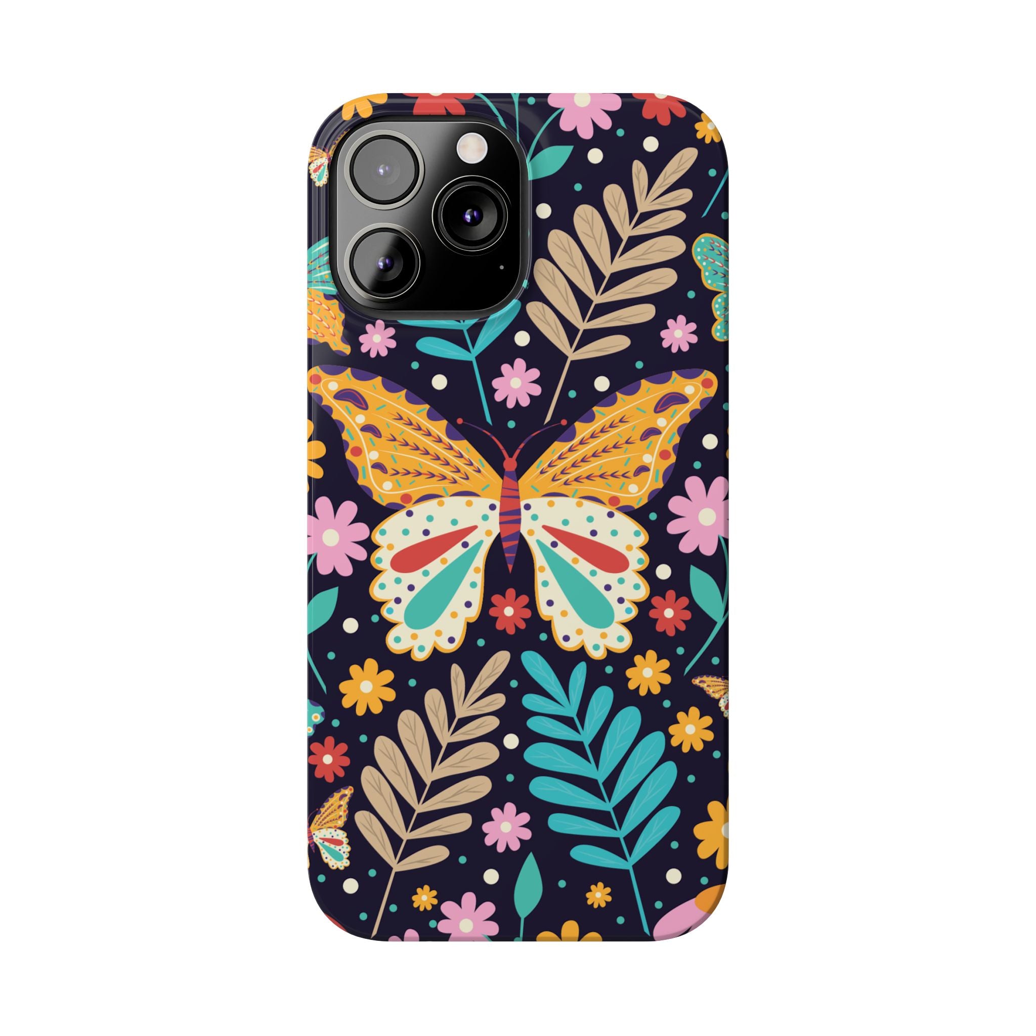 Butterfly Floral Slim Phone Case — Colorful Boho Garden Design