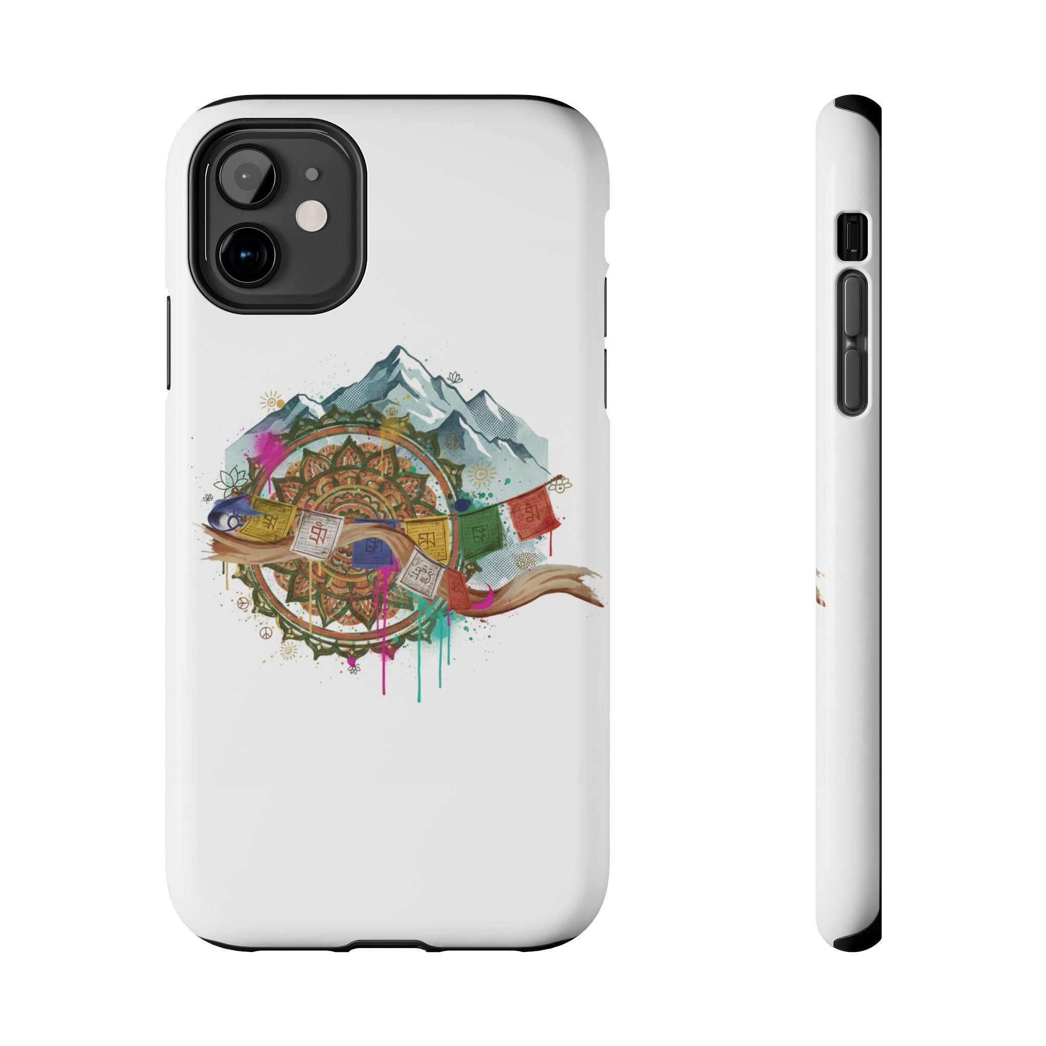 Mountain Compass Tough Phone Case with Prayer Flags & Fish Design