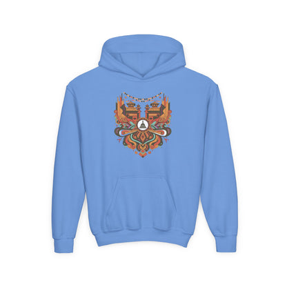Youth Hoodie — Rustic Peace Mandala Graphic