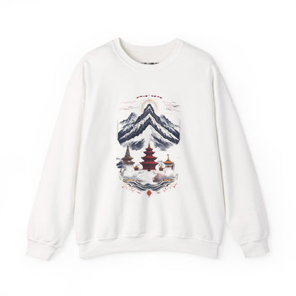 Japanese Mountain Pagoda Crewneck Sweatshirt